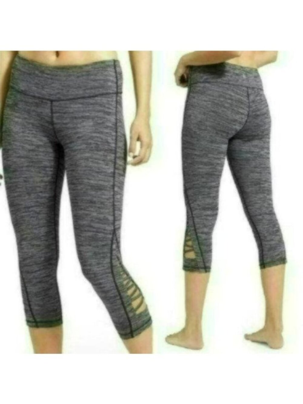 Athleta Criss Cross Women's Extra Small Gray Tight Fit Capri Activewear Leggings